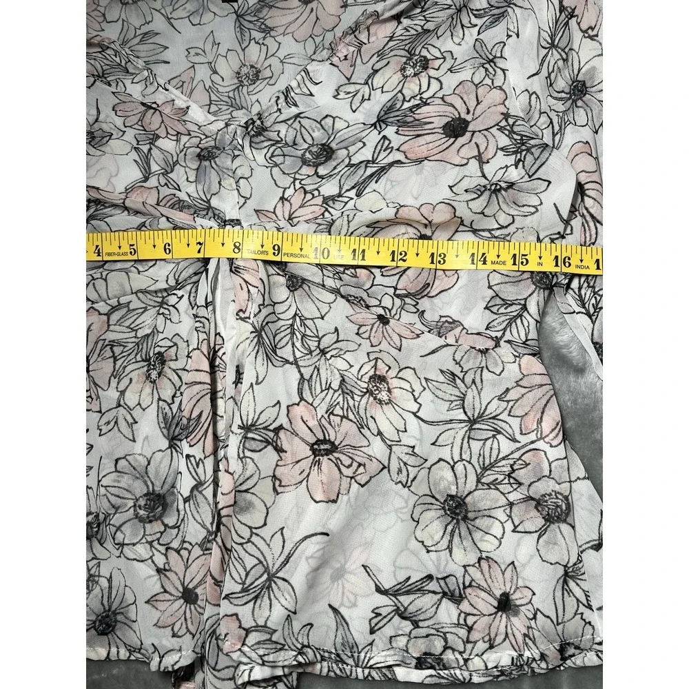Papermoon Shirt Women Size‎ Medium Floral Off-Shoulder Top Sheer Tye Up Y2K